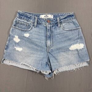 Hollister Curvy Ultra High Rise Vintage Relaxed Mom Shorts Womens 1 Blue Denim